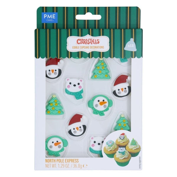 North Pole Express Christmas Edible Sugar Toppers x 12