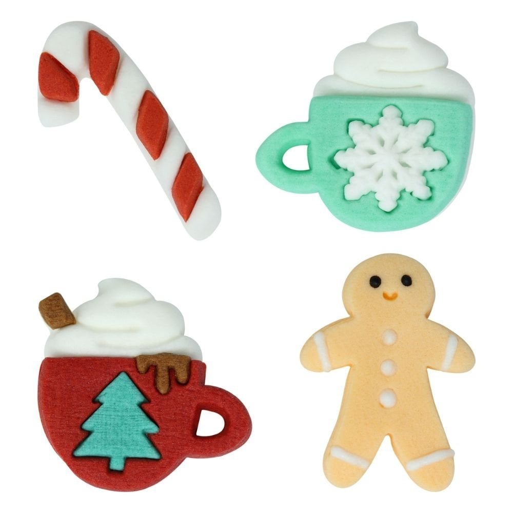 Christmas Cheer Edible Sugar Toppers x 12