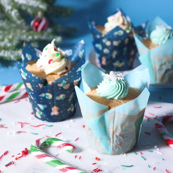 Frosty Christmas Tulip Muffin Cases x 24