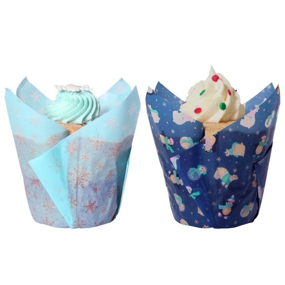 Frosty Christmas Tulip Muffin Cases x 24