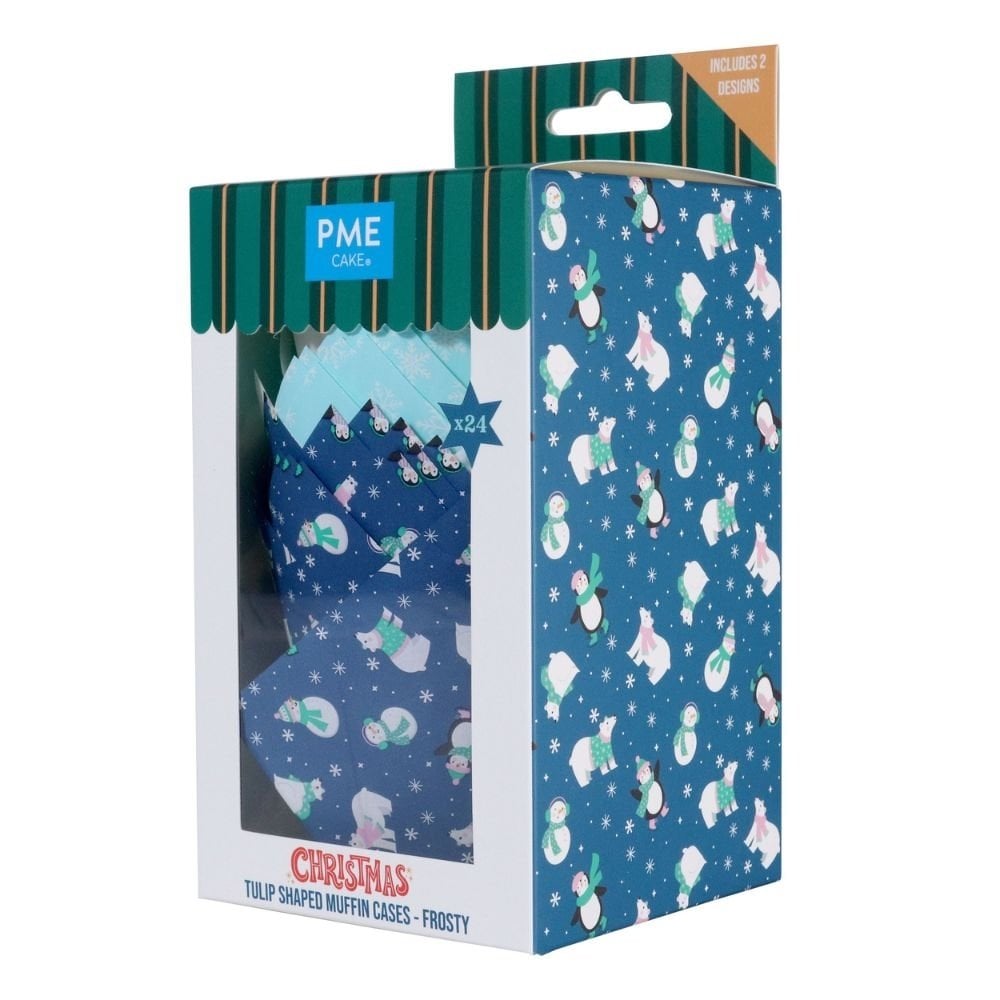 Frosty Christmas Tulip Muffin Cases x 24