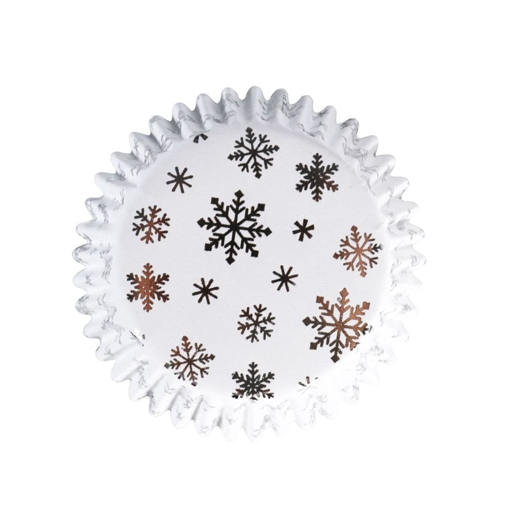Silver Snow Christmas Foil-lined Cupcake Cases x 60
