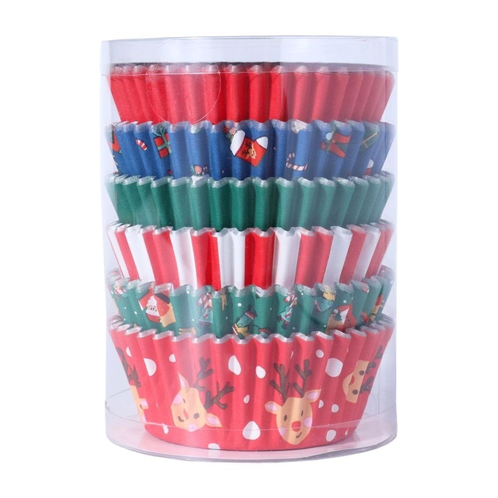 Santa Mix Christmas Foil-lined Cupcake Cases x 100