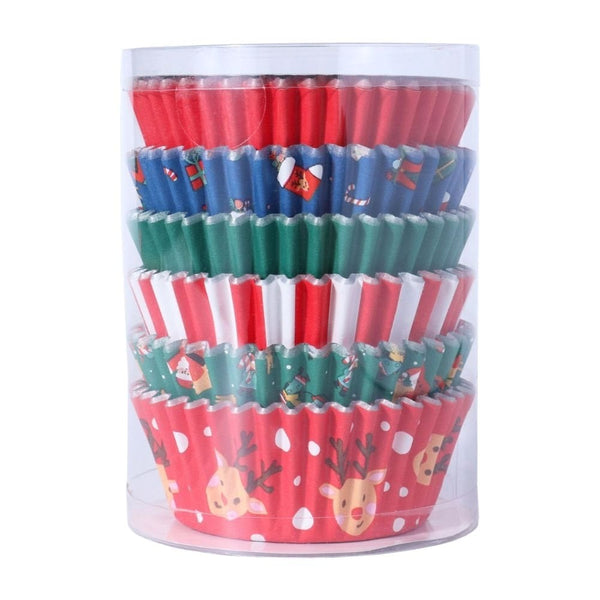 Santa Mix Christmas Foil-lined Cupcake Cases x 100
