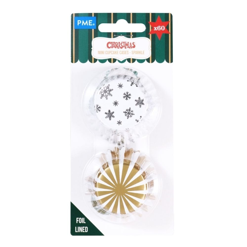 Sparkle Christmas Foil-lined Mini Cupcake Cases x 60
