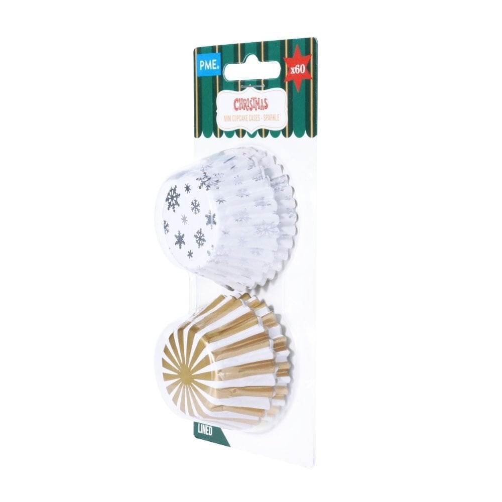 Sparkle Christmas Foil-lined Mini Cupcake Cases x 60