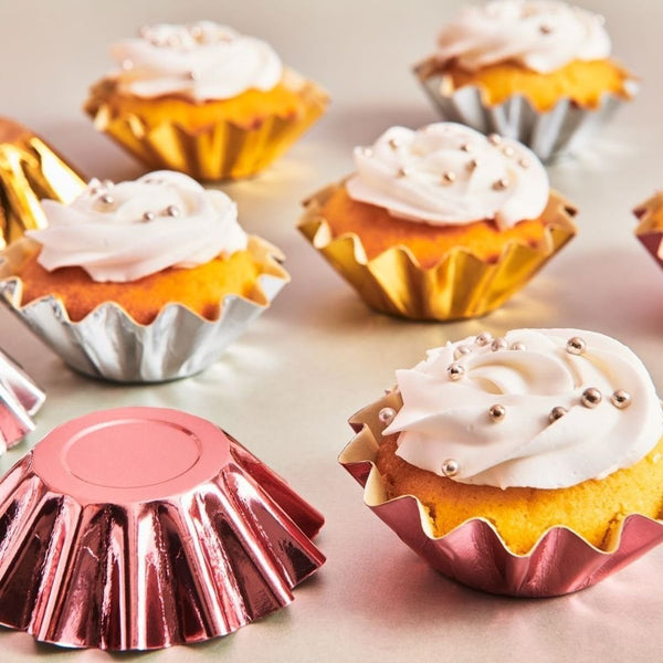 Metallic Rose Gold Bloom Baking Cases x 48