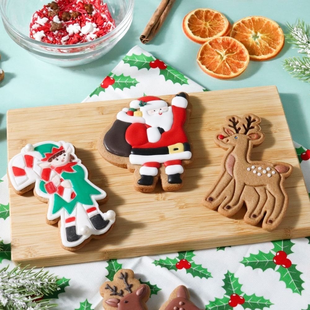 Santa's Workshop Christmas Cookie Cutters & Stamps Set Of 3