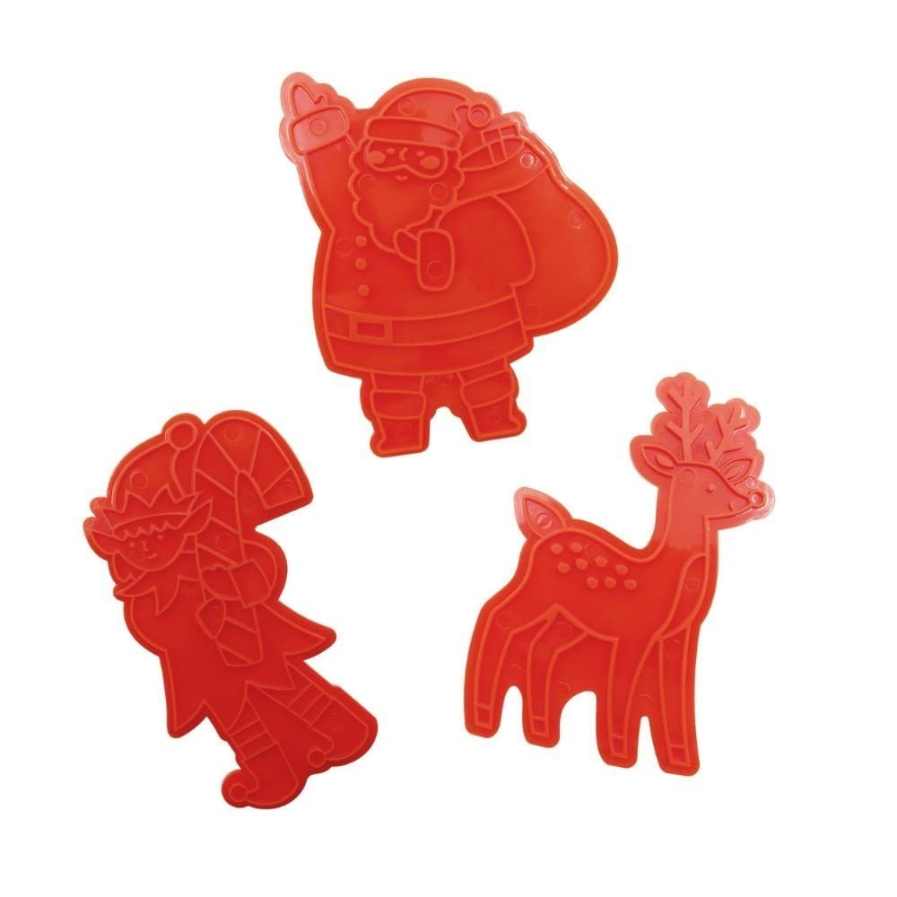Santa's Workshop Christmas Cookie Cutters & Stamps Set Of 3