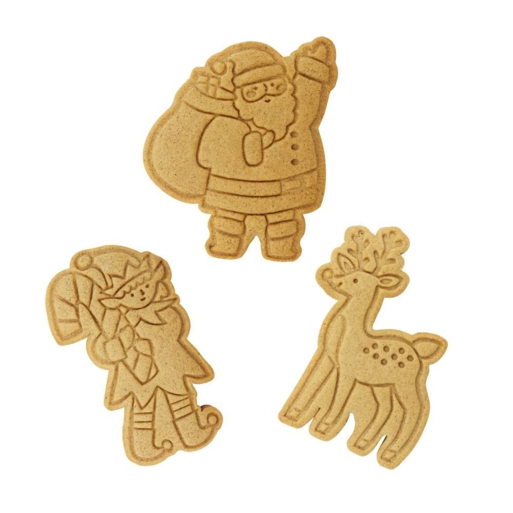 Santa's Workshop Christmas Cookie Cutters & Stamps Set Of 3