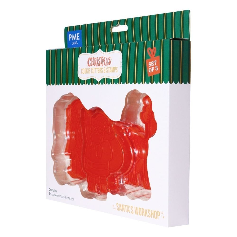 Santa's Workshop Christmas Cookie Cutters & Stamps Set Of 3