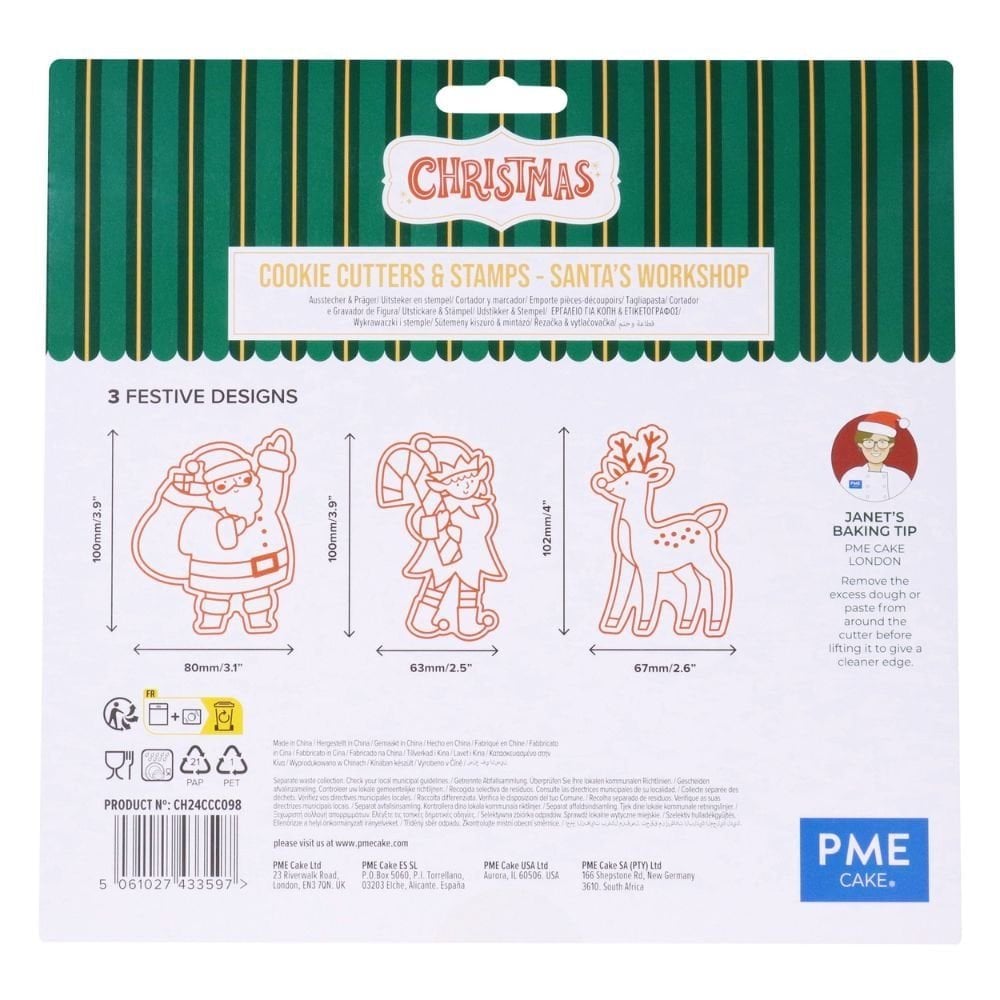 Santa's Workshop Christmas Cookie Cutters & Stamps Set Of 3