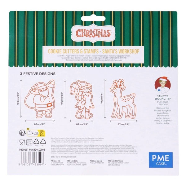 Santa's Workshop Christmas Cookie Cutters & Stamps Set Of 3