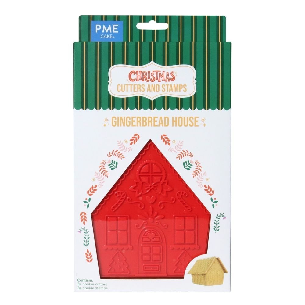 Gingerbread House Christmas Cookie Cutters & Stamps Set Of 3