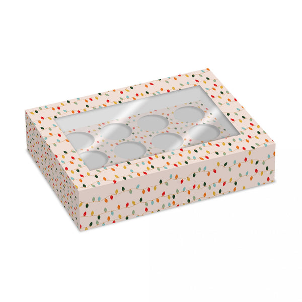 Holds 12 Christmas Lights Cupcake Box - Pack Of 2