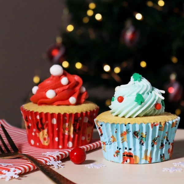 Santa & Rudolph Christmas Foil-lined Cupcake Cases x 60