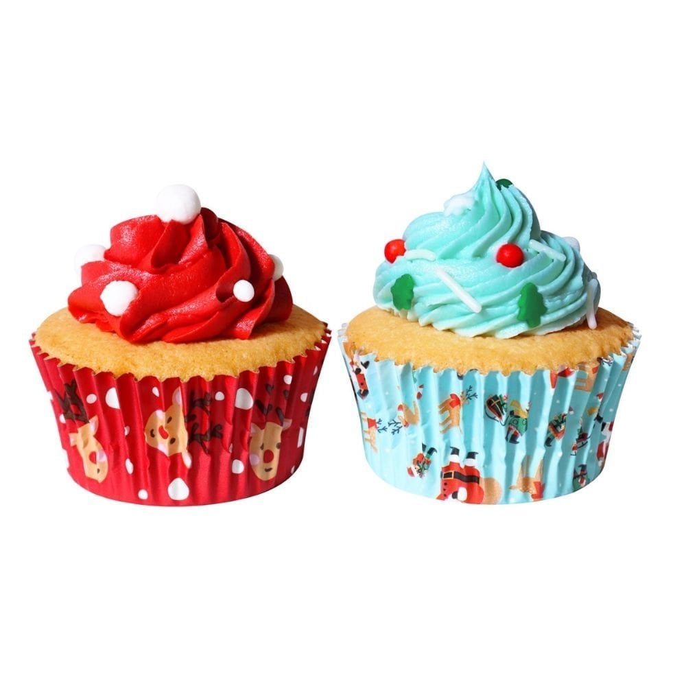 Santa & Rudolph Christmas Foil-lined Cupcake Cases x 60