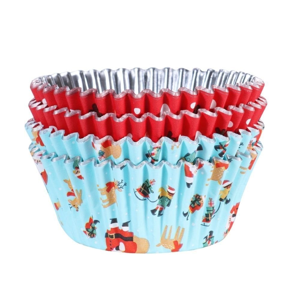 Santa & Rudolph Christmas Foil-lined Cupcake Cases x 60