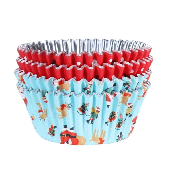 Santa & Rudolph Christmas Foil-lined Cupcake Cases x 60
