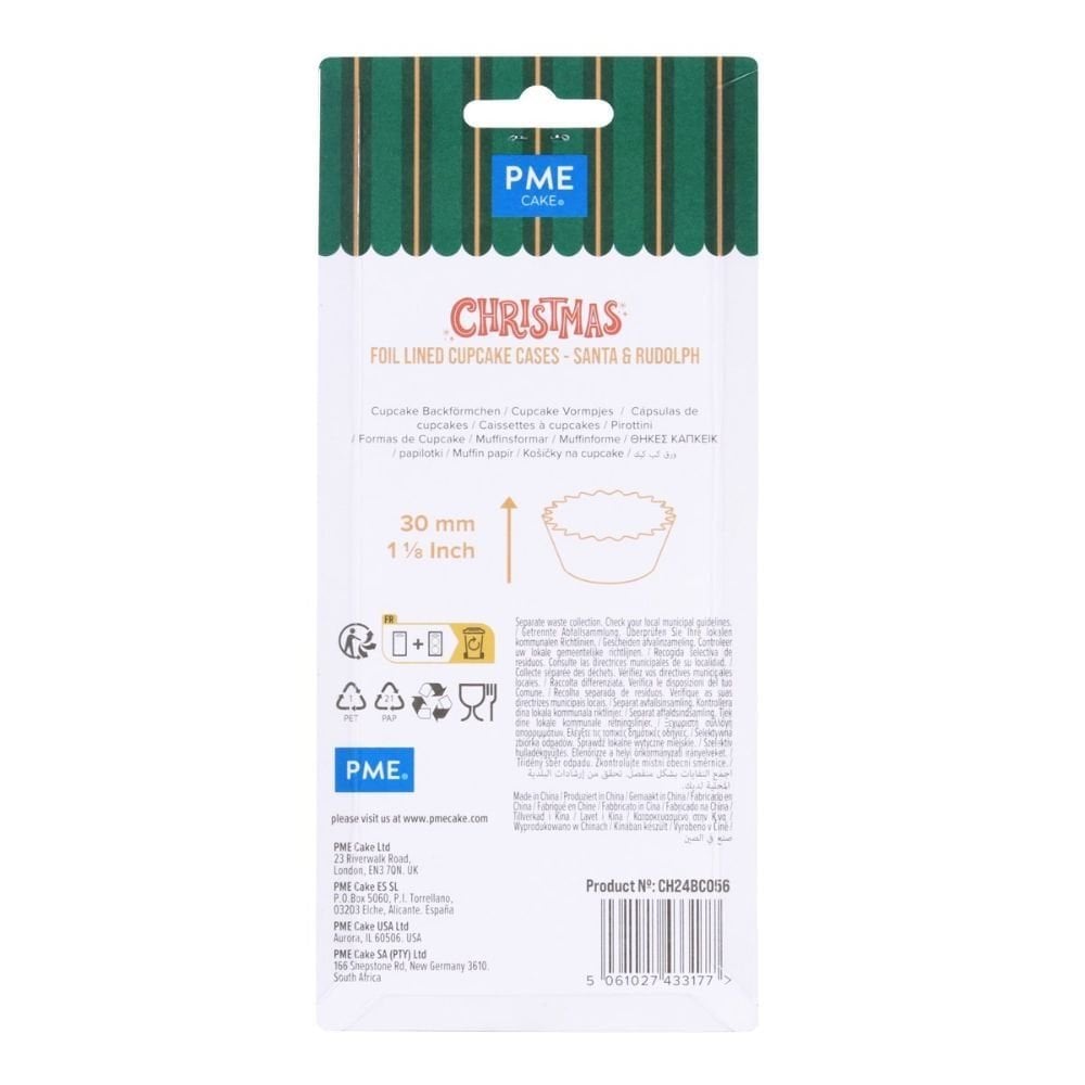 Santa & Rudolph Christmas Foil-lined Cupcake Cases x 60