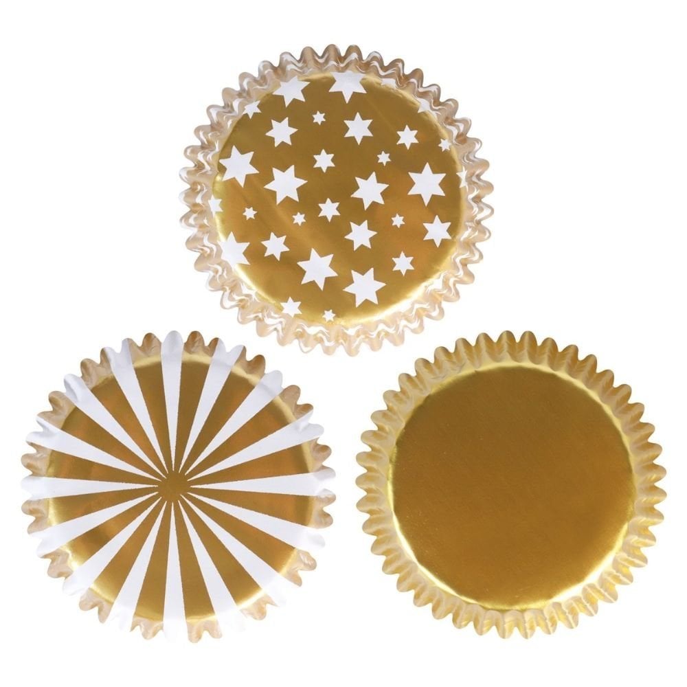 Metallic Gold & Silver Christmas Foil-lined Cupcake Cases x 100