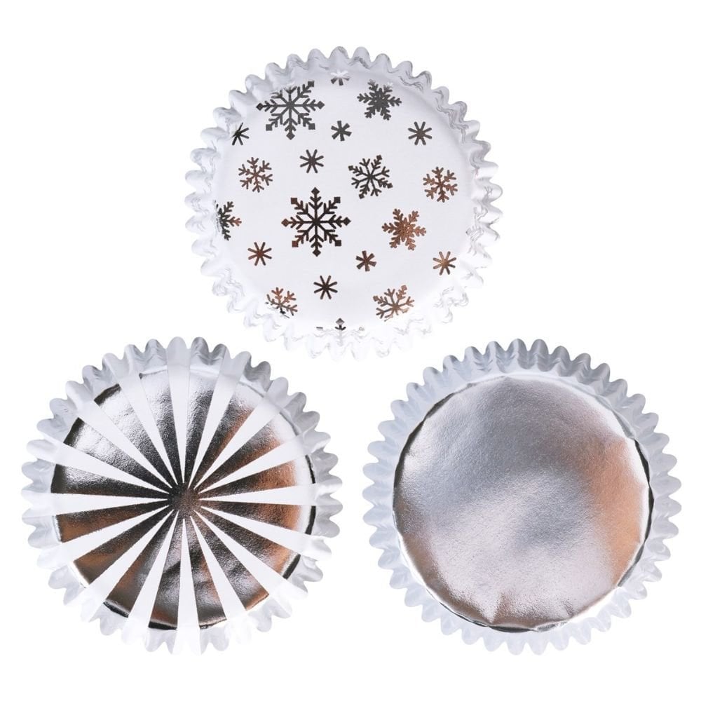 Metallic Gold & Silver Christmas Foil-lined Cupcake Cases x 100
