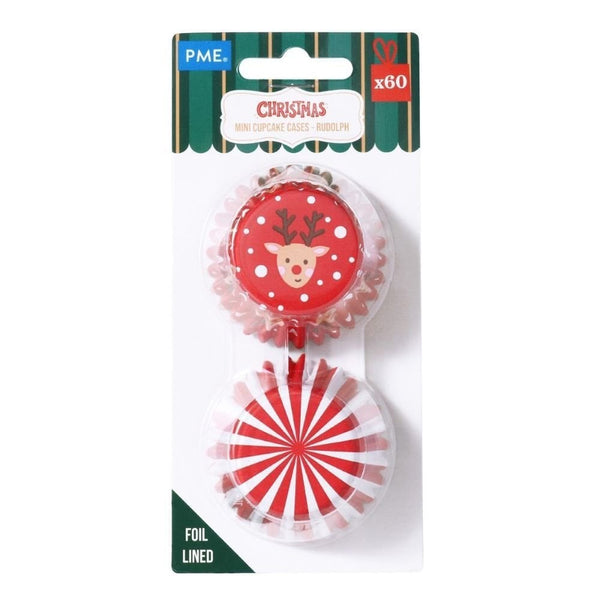 Rudolph Christmas Foil-lined Mini Cupcake Cases x 60