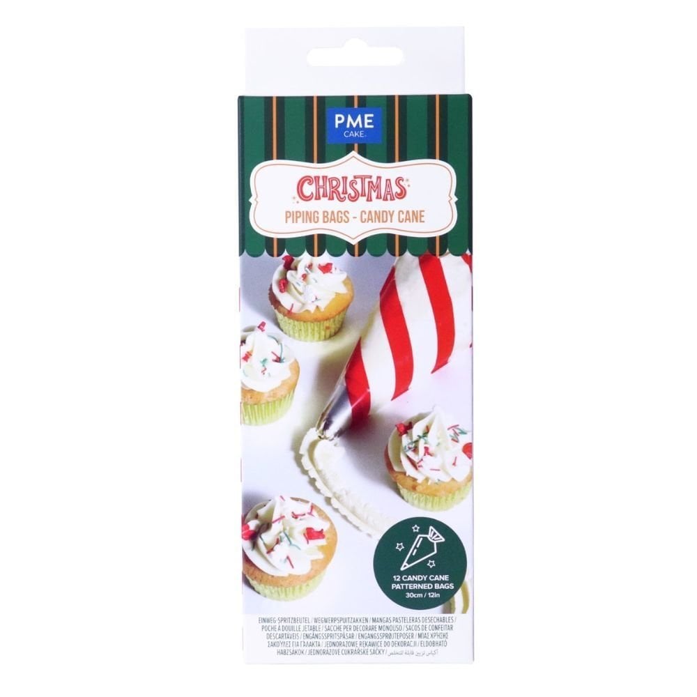 Candy Cane Christmas Disposable Icing Piping Bags x 12