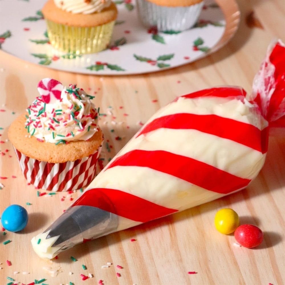 Candy Cane Christmas Disposable Icing Piping Bags x 12