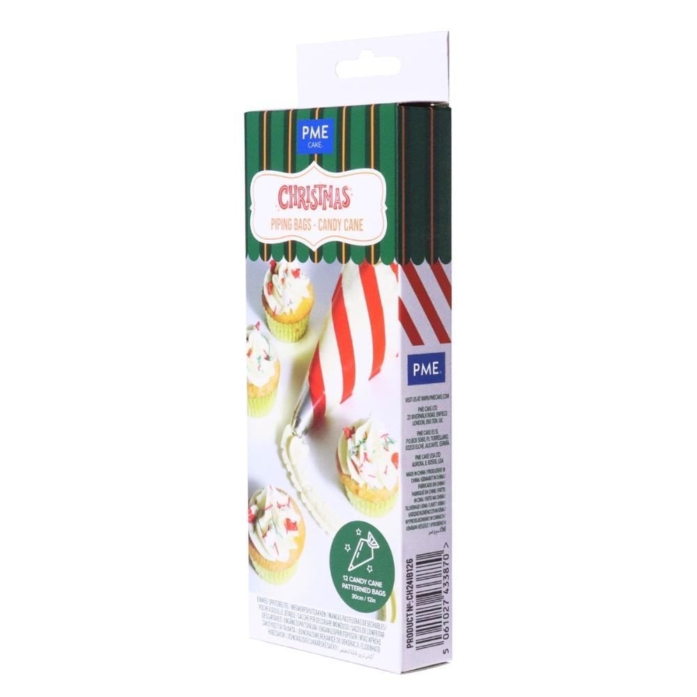 Candy Cane Christmas Disposable Icing Piping Bags x 12