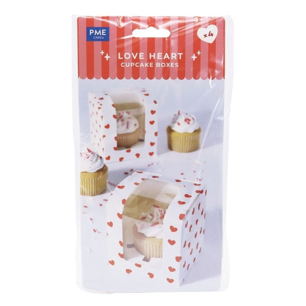 Love Hearts Valentines Cupcake Box x 4