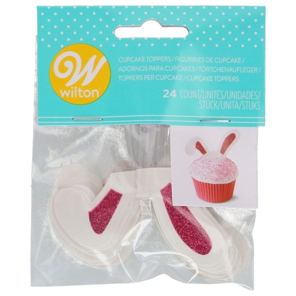 Glitter Bunny Ear Cupcake Picks x 24