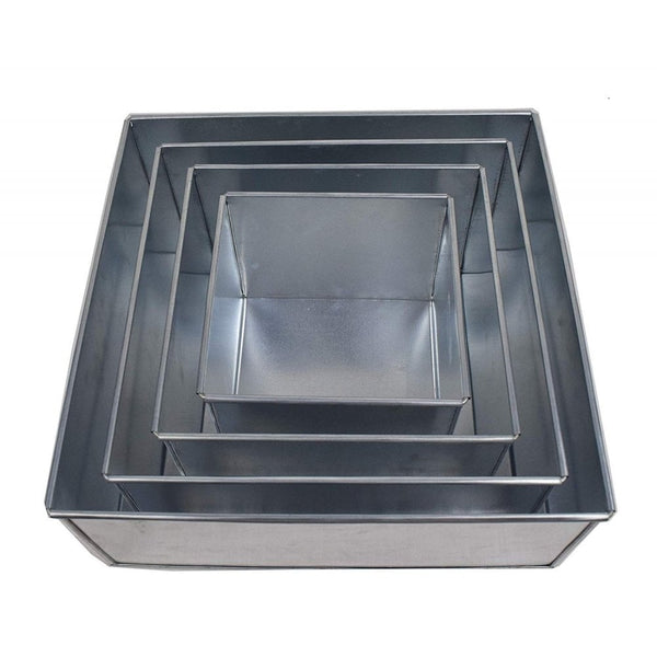 Set Of 4 Tier Square Cake Baking Tins - 4 Inches Deep