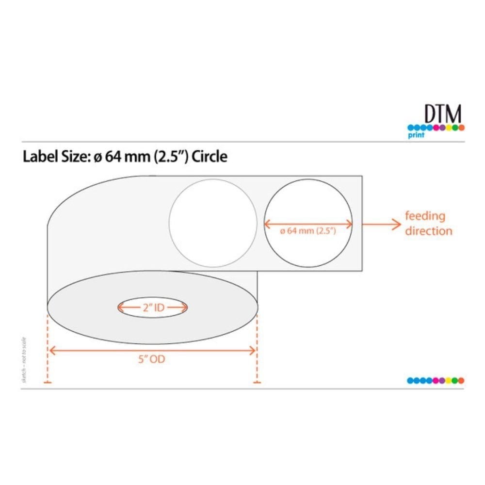 Roll Of 800 2.5 Inch Circle Labels (For LX500ec Colour Label Printer)