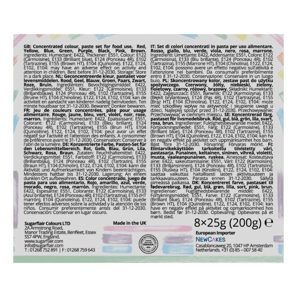 Mixed Colour Essential Paste Set Of 8 x 25g