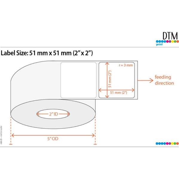 Roll Of 1000 2 x 2 Inch Labels (For LX500ec Colour Label Printer)