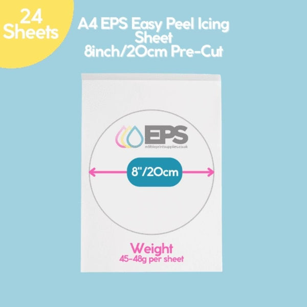 8" Easy Peel Pre-Cut Round Edible Icing Sheets