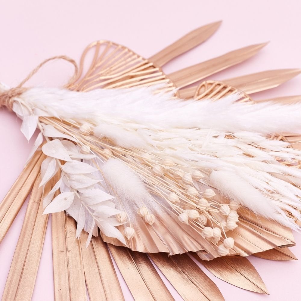 White & Gold Sun Palm & Palm Spear (With Gingko Leaves) Bouquet