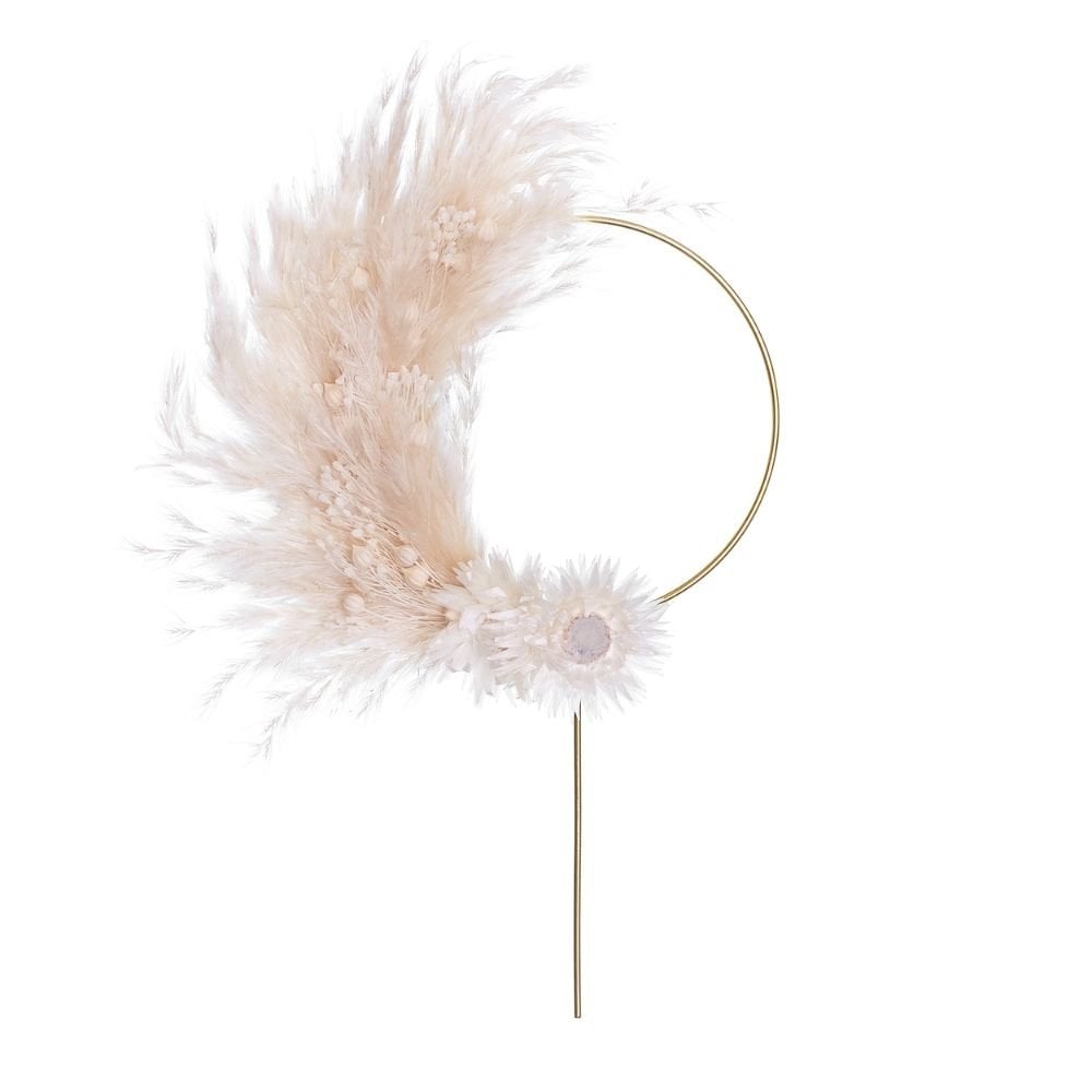 White Dried Flower Ring 10cm (With Stem)