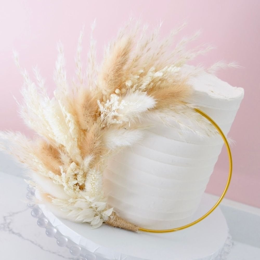 Natural White Dried Flower Ring 14cm (Without Stem)