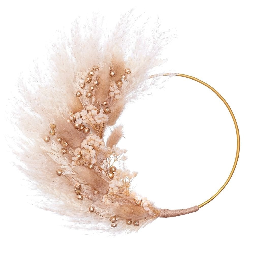 Natural Gold Dried Flower Ring 14cm (Without Stem)