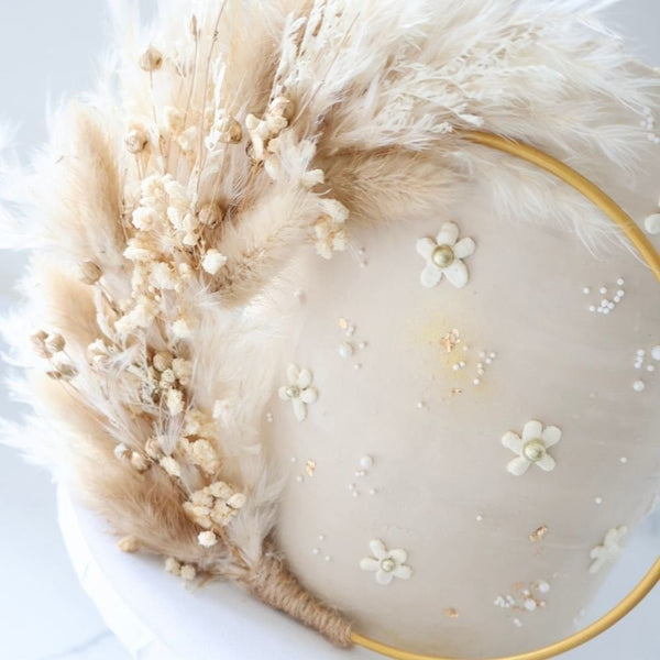 Natural Gold Dried Flower Ring 14cm (Without Stem)