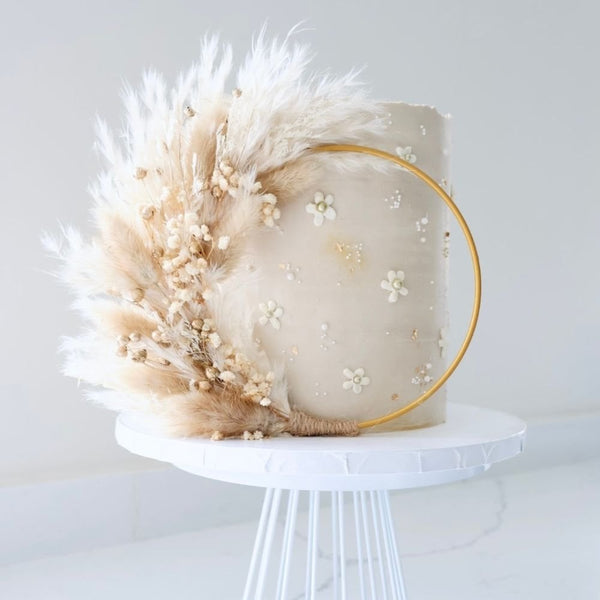 Natural Gold Dried Flower Ring 14cm (Without Stem)