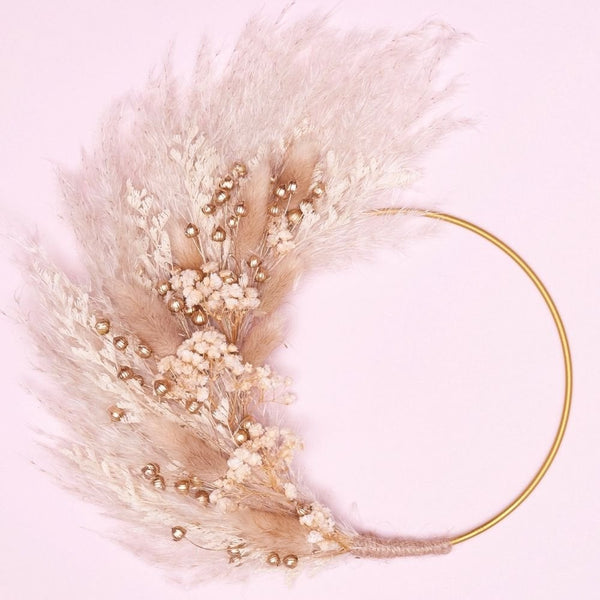 Natural Gold Dried Flower Ring 14cm (Without Stem)