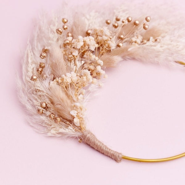 Natural Gold Dried Flower Ring 14cm (Without Stem)