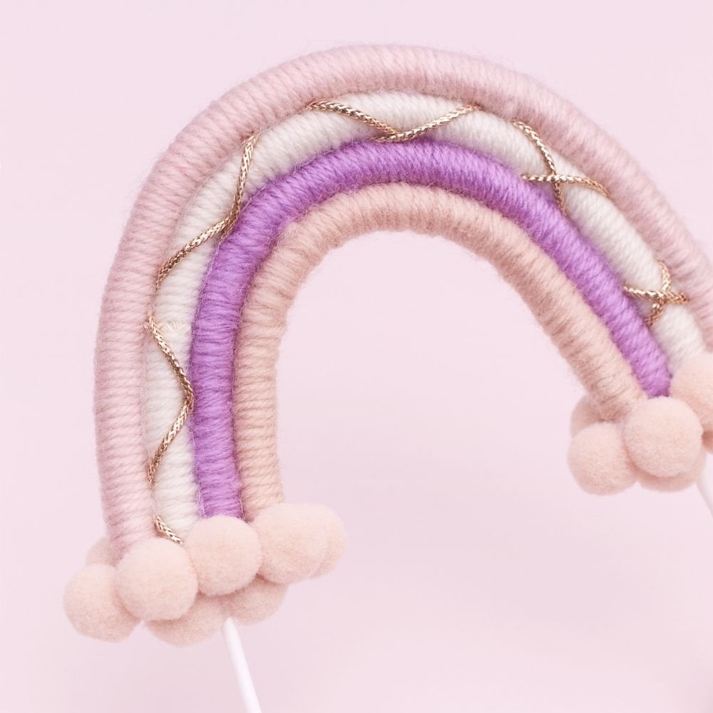 Pink, Purple & Gold Rainbow Cake Topper (Small)