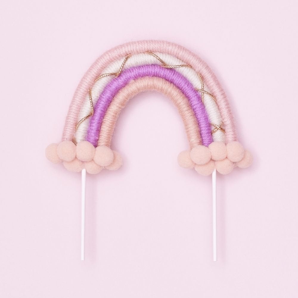 Pink, Purple & Gold Rainbow Cake Topper (Small)