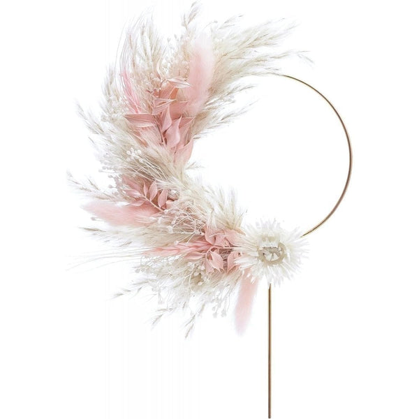 Pink & White Dried Flower Ring 10cm (With Stem)