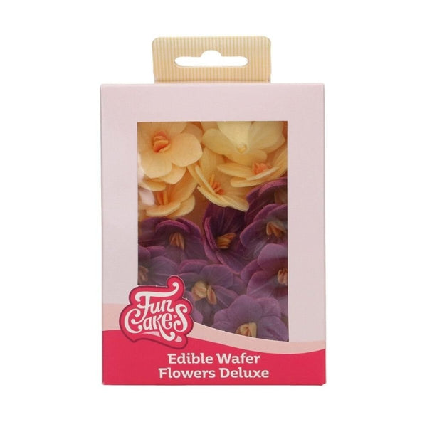 Purple/Yellow Small Hydrangea Deluxe Wafer Flowers Pack Of 18