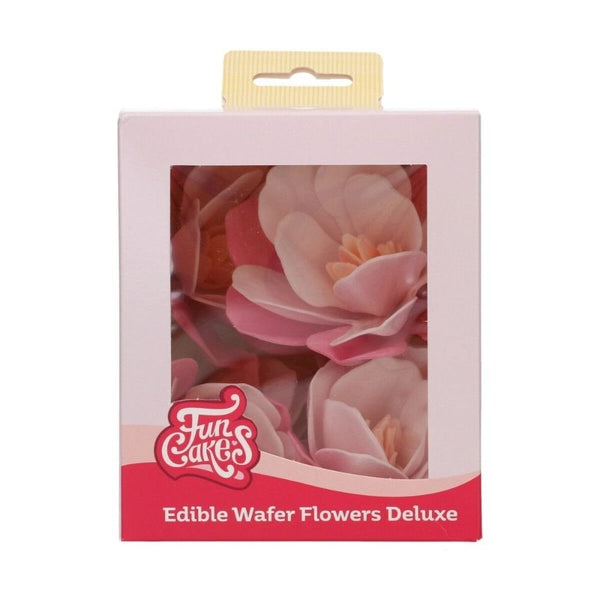 Pink Large Magnolia Deluxe Wafer Flowers Pack Of 6